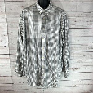 Foundry Shirt Men Plus Size 2XLT TALL Blue White Check Long Sleeve Button Down